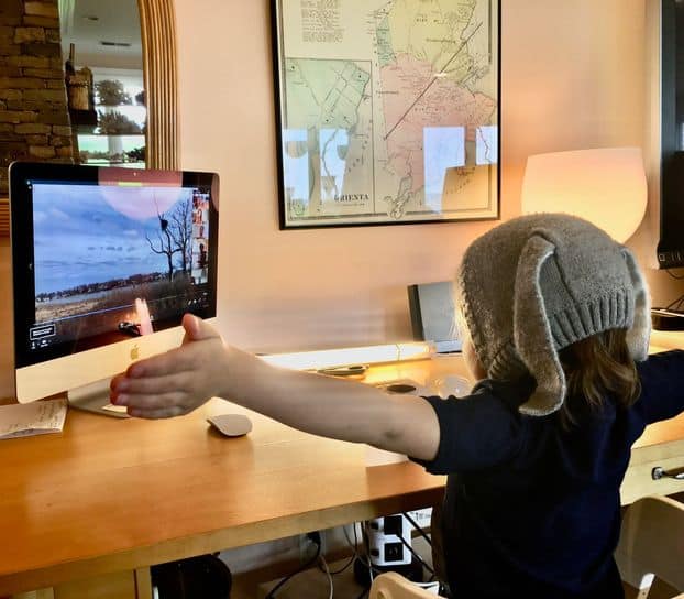 Young girl at computer during Sheldrake Virtual Programming session